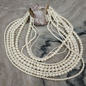 Elegant Multi-Strand Pearl Cascade Necklace